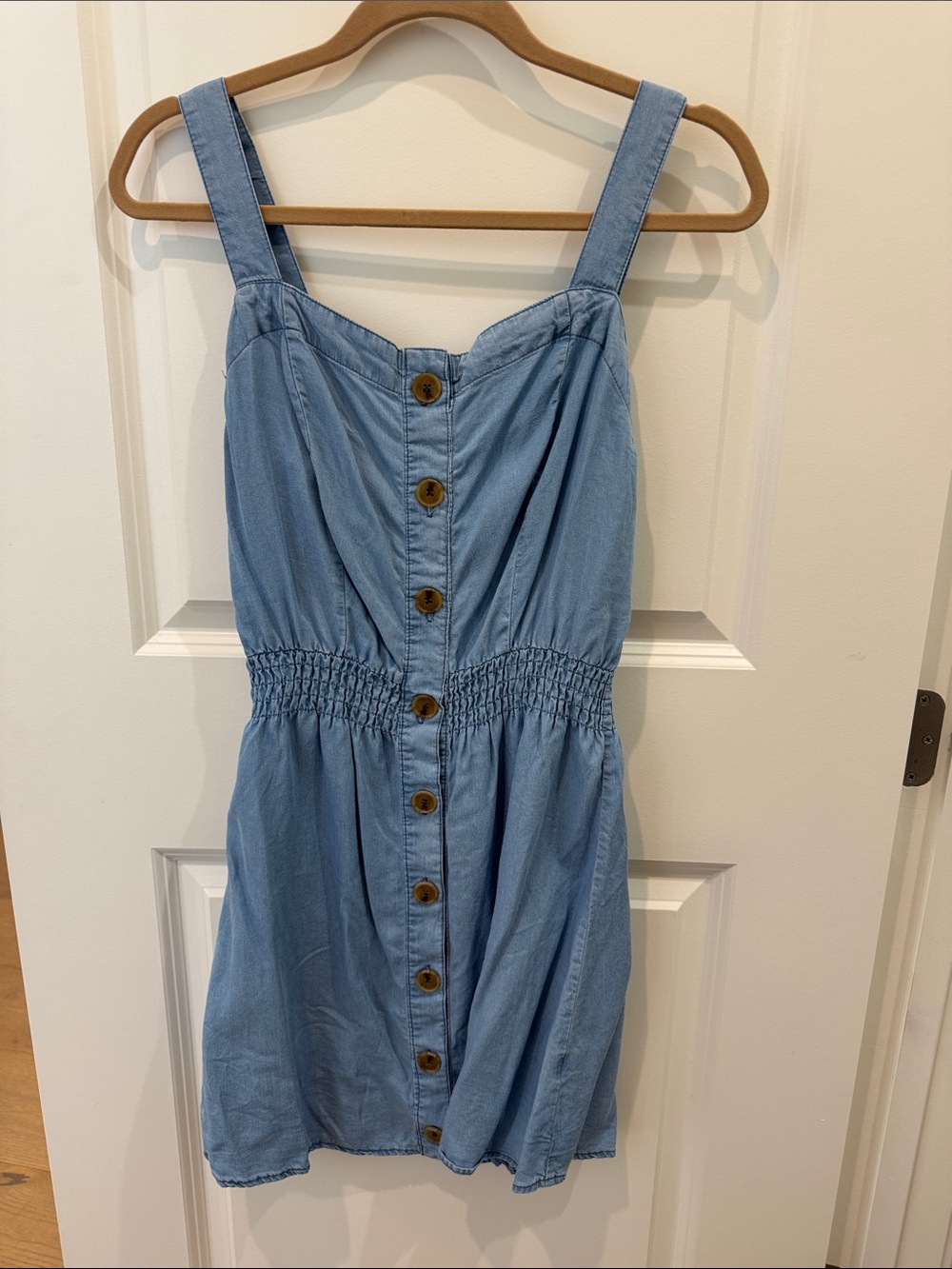Love Tree Light Blue Button-Front Mini Sundress